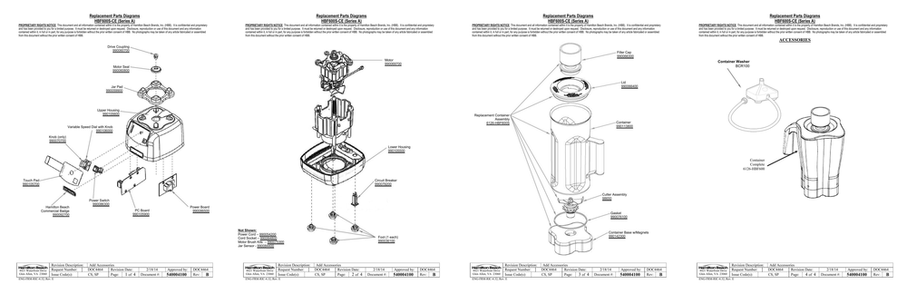 Diagram Diagram and Parts List for HBF600S-CE  Hamilton Beach Blender